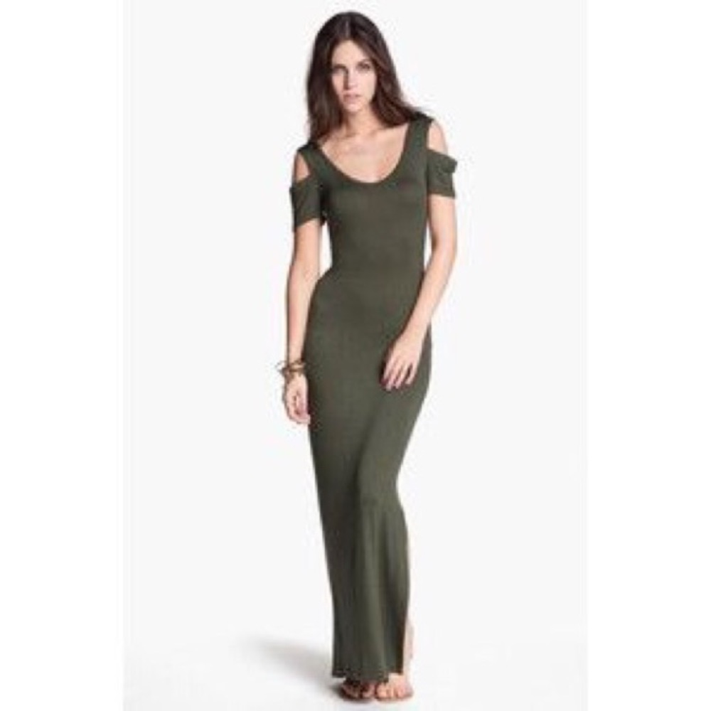 Black cold shoulder maxi dress